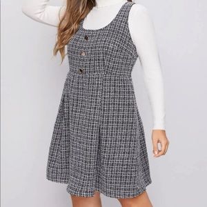 Shein Plus Button Front Tweed Dress